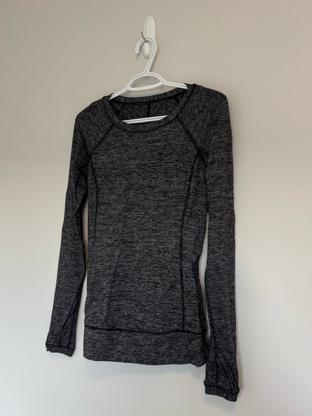 Lululemon Race Your Pace Long Sleeve Wee Stripe Heathered Black